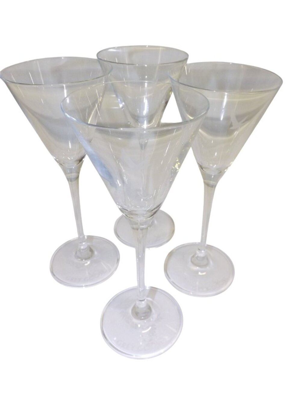 Grey Goose Vodka Etched Crystal Martini Cocktail Glasses 7 1/2" 4 oz. Set of 4